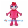 Pink Superhero Mascot Costume with Red Cape and Heart Headpiece