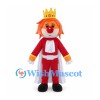 King Mascot Costume with Orange Hair and Gold Crown