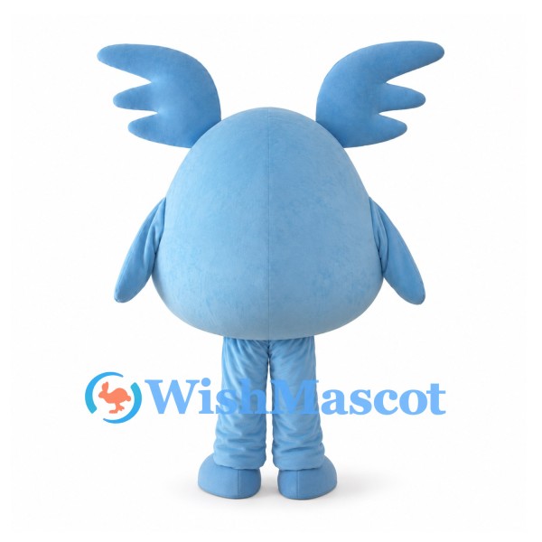 Blue Monster Mascot Costume with Wing-Shaped Ears