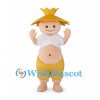 Boy Mascot Costume with Yellow Straw Hat and Shorts