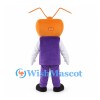 Television Mascot Costume with Orange Screen Head and Purple Suit