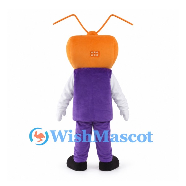 Television Mascot Costume with Orange Screen Head and Purple Suit