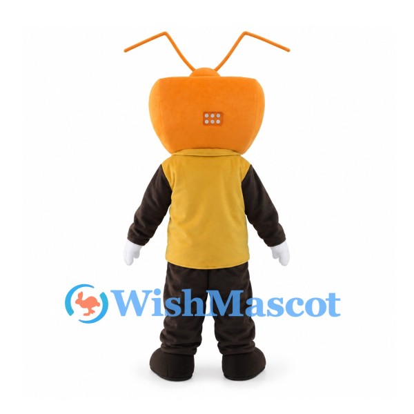 Television Mascot Costume with Orange Screen Head and Yellow Vest