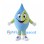 Water Drop Mascot Costume in Blue and Green