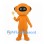 Orange Robot Mascot Costume with Black Digital Face and Star Wand