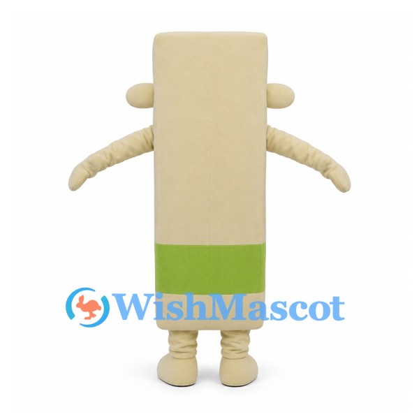 Bamboo Mascot Costume with Beige Segments and Green Band