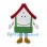 House Mascot Costume with Red Roof and Green Base