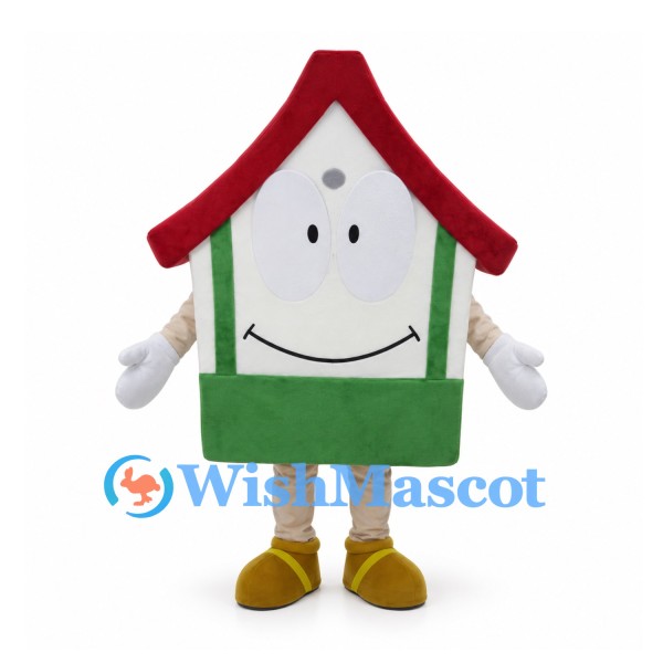 House Mascot Costume with Red Roof and Green Base
