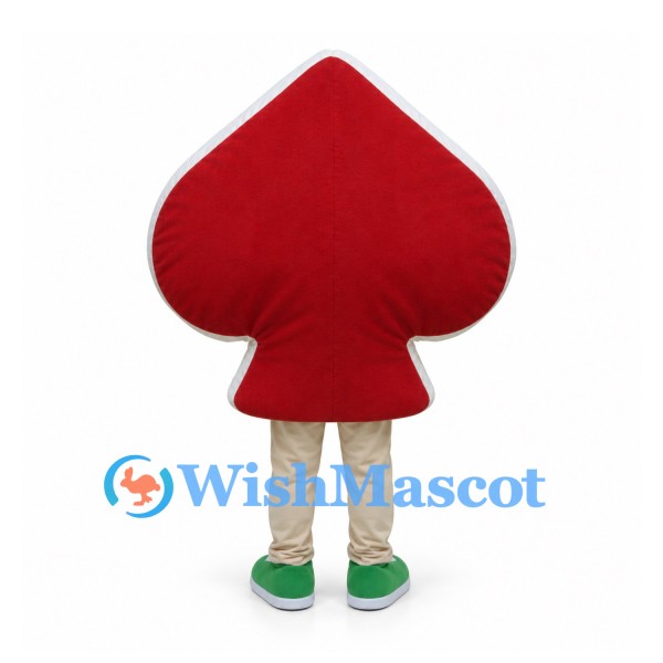Red Spade Mascot Costume with Green Shoes
