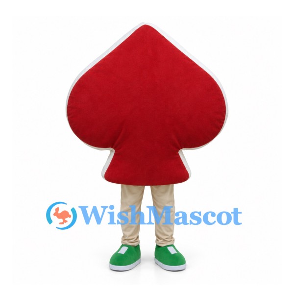Red Spade Mascot Costume with Green Shoes