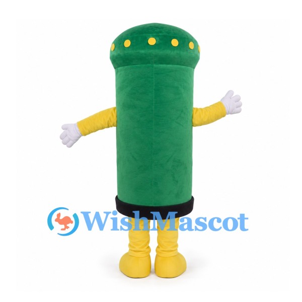 Green Postbox Mascot Costume with Yellow Arms and Boots