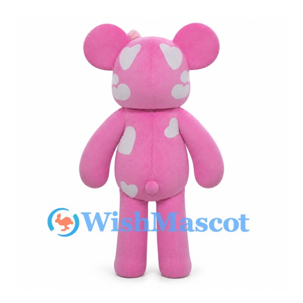 Pink Mouse Mascot Costume with White Heart Patches