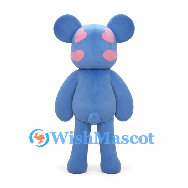 Blue Mouse Mascot Costume with Pink Heart Patches