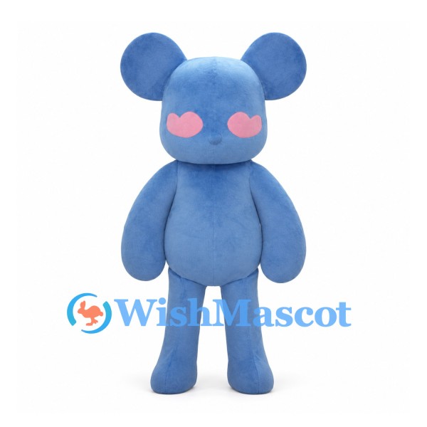 Blue Mouse Mascot Costume with Pink Heart Patches