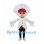 White Bird Mascot Costume with Red Cap and Gold-Trimmed Coat