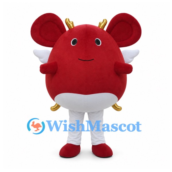 Red Mouse Mascot Costume with Small Wings