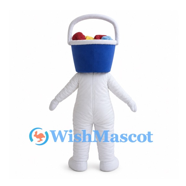 Blue Bucket Mascot Costume with White Handle and Body