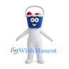 Blue Bucket Mascot Costume with White Handle and Body