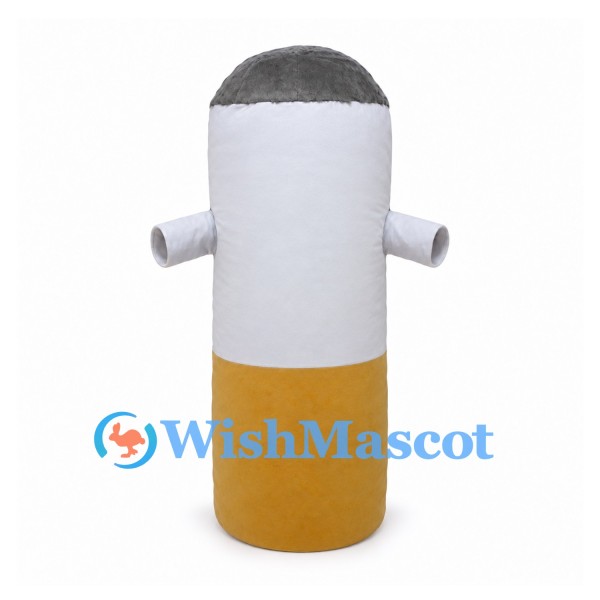 Cigarette Mascot Costume with Gray Ash Top and Orange Filter