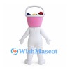 Pink Bucket Mascot Costume with White Handle and Red Bow