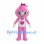 Pink Water Drop Mascot Costume with Heart Shirt and Hair Bow
