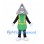 Trowel Mascot Costume with Gray Triangle Head and Green Overalls