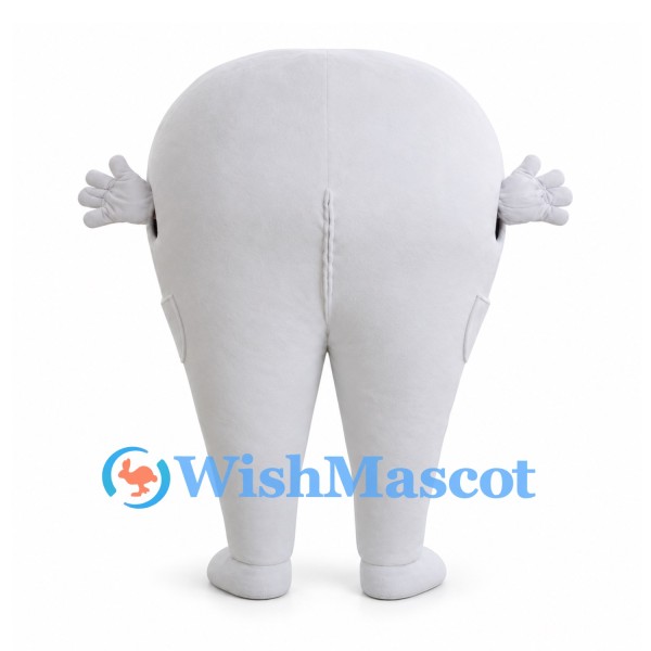White Tooth Mascot Costume with Smiling Face
