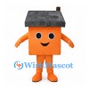 Orange House Mascot Costume with Gray Roof