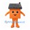 Orange House Mascot Costume with Gray Roof