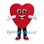 Red Heart Mascot Costume with Smiling Face and Black Legs