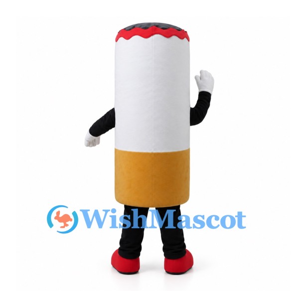Cigarette Mascot Costume with Red Ash Rim and Black Arms