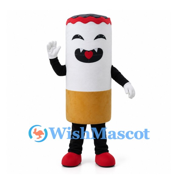 Cigarette Mascot Costume with Red Ash Rim and Black Arms