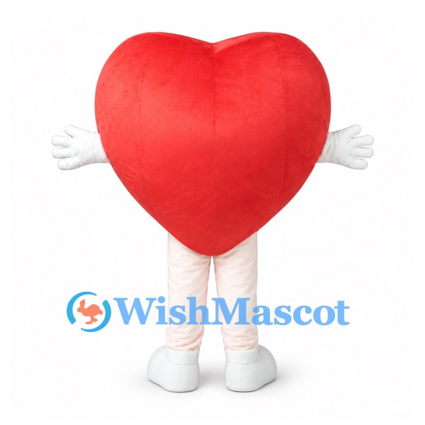Red Heart Mascot Costume with White Legs and Gloves