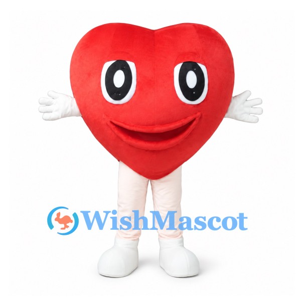 Red Heart Mascot Costume with White Legs and Gloves