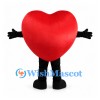 Red Heart Mascot Costume with Closed Smiling Eyes