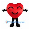 Red Heart Mascot Costume with Closed Smiling Eyes