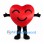 Red Heart Mascot Costume with Closed Smiling Eyes