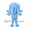 Blue Alien Mascot Costume with Long Tube Hair