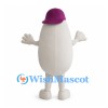 White Bean Mascot Costume with Purple Cap