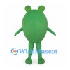 Green Cyclops Mascot Costume with Round Body and Small Ears