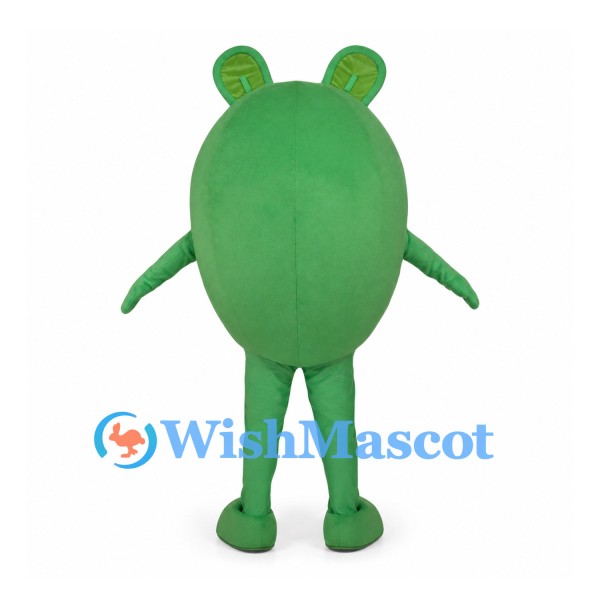 Green Cyclops Mascot Costume with Round Body and Small Ears
