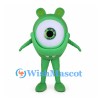 Green Cyclops Mascot Costume with Round Body and Small Ears