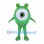 Green Cyclops Mascot Costume with Round Body and Small Ears