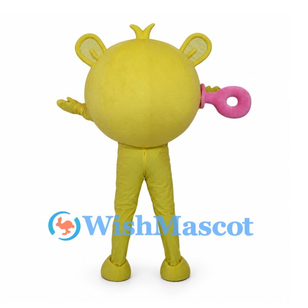 Yellow Cyclops Mascot Costume with Pink Ring Hands