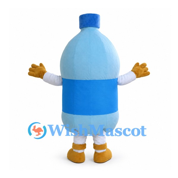 Water Bottle Mascot Costume in Light Blue with Blue Cap