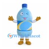 Water Bottle Mascot Costume in Light Blue with Blue Cap