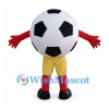 Soccer Ball Mascot Costume with Red Gloves and Yellow Legs