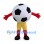 Soccer Ball Mascot Costume with Red Gloves and Yellow Legs