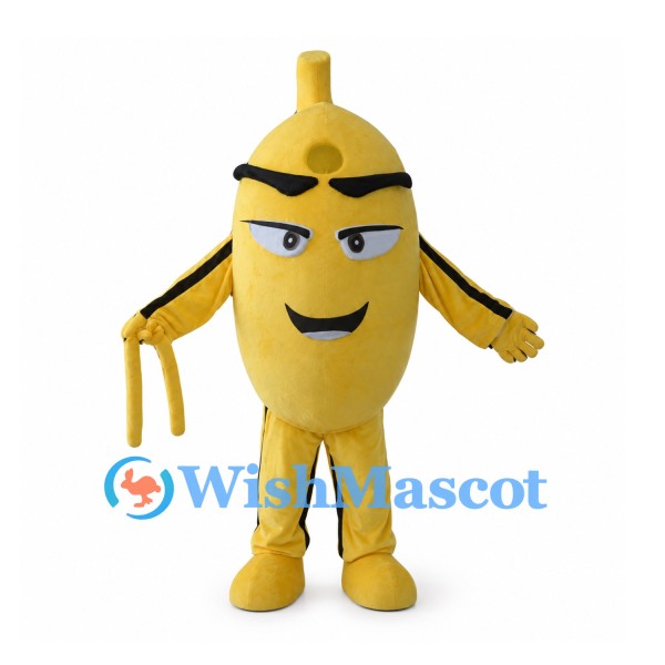Yellow Whistle Mascot Costume with Raised Mouthpiece