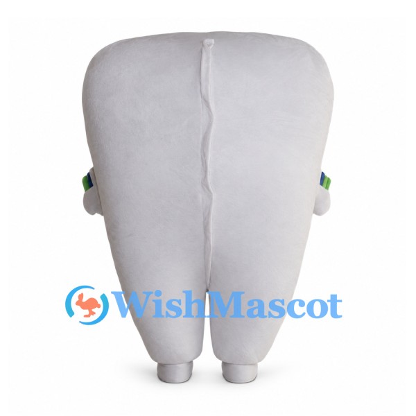 Tooth Mascot Costume with Green Toothpaste and Blue Toothbrush